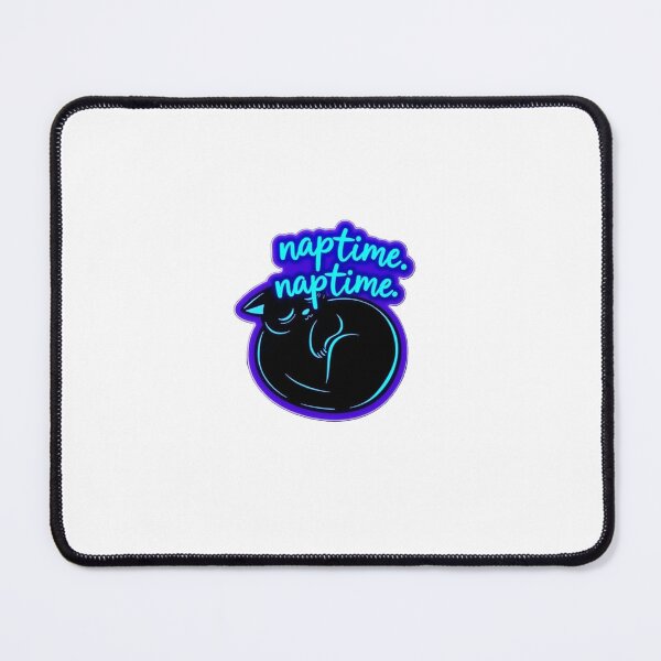 Item preview, Naptime Black Cat Sticker – Neon Blue Text & Purple Border designed and sold by Gscode.