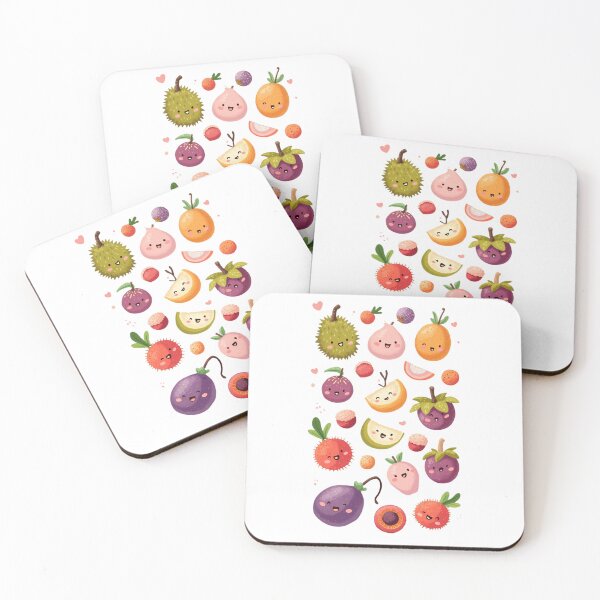 Item preview, Cute Kawaii Tropical Fruit Sticker Pack – Durian, Mangosteen, Lychee & More! designed and sold by KantaponEarth.