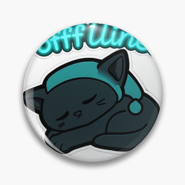 Item preview, Offline Sleepy Black Cat Sticker – Nightcap & Glowing Cyan Text designed and sold by Gscode.