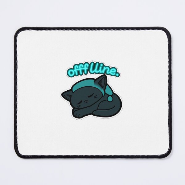 Item preview, Offline Sleepy Black Cat Sticker – Nightcap & Glowing Cyan Text designed and sold by Gscode.