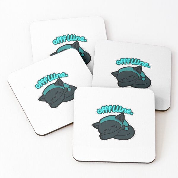 Item preview, Offline Sleepy Black Cat Sticker – Nightcap & Glowing Cyan Text designed and sold by Gscode.