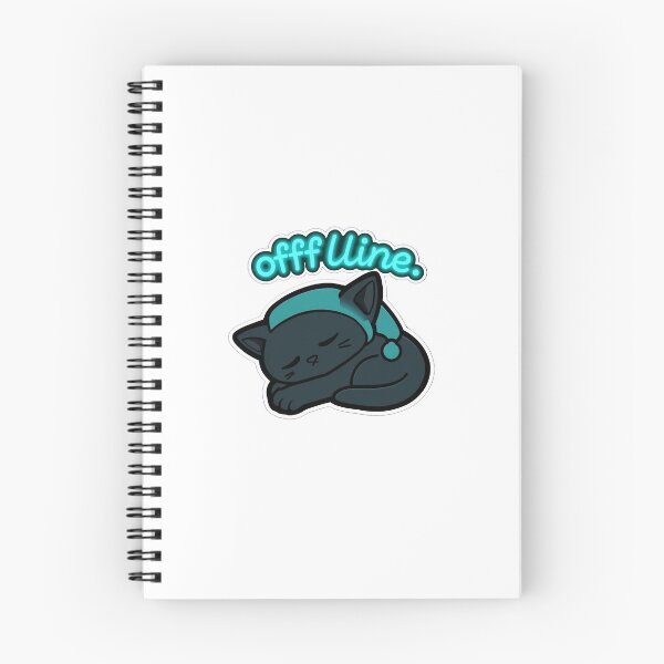 Item preview, Offline Sleepy Black Cat Sticker – Nightcap & Glowing Cyan Text designed and sold by Gscode.