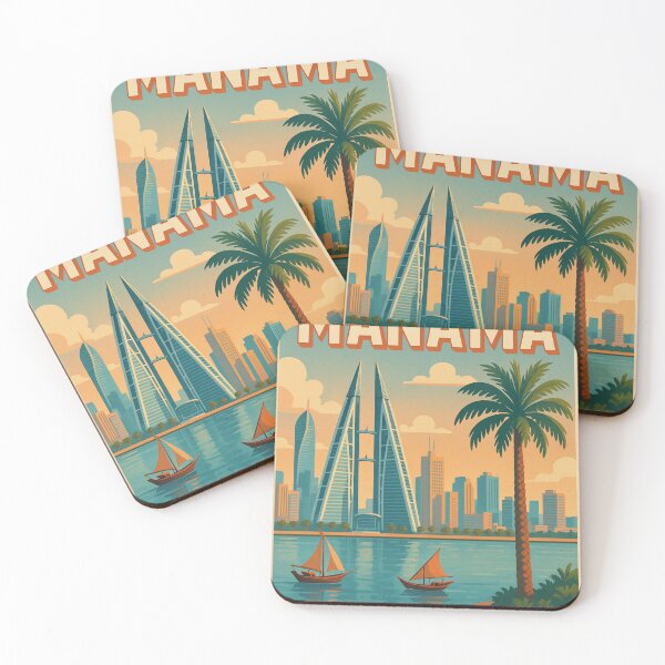 Item preview, Manama Bahrain Skyline with Boats and Palm Trees designed and sold by Places On Earth.