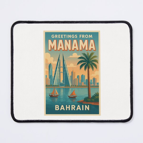Item preview, Manama Bahrain Skyline with Boats and Palm Trees designed and sold by Places On Earth.