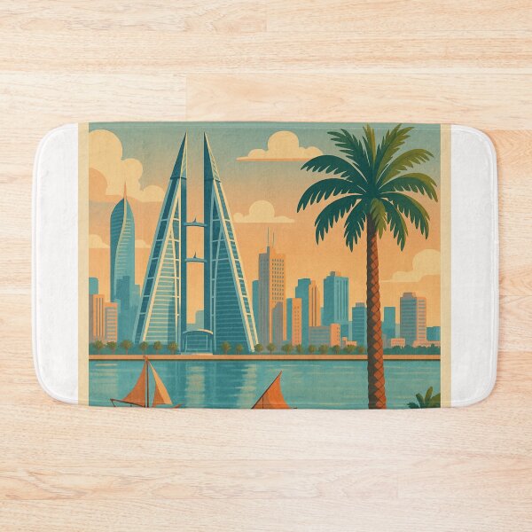 Item preview, Manama Bahrain Skyline with Boats and Palm Trees designed and sold by Places On Earth.