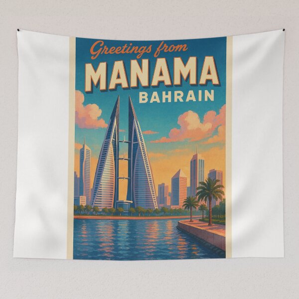 Item preview, Manama Bahrain Sunset Skyline and Seaside Promenade designed and sold by Places On Earth.