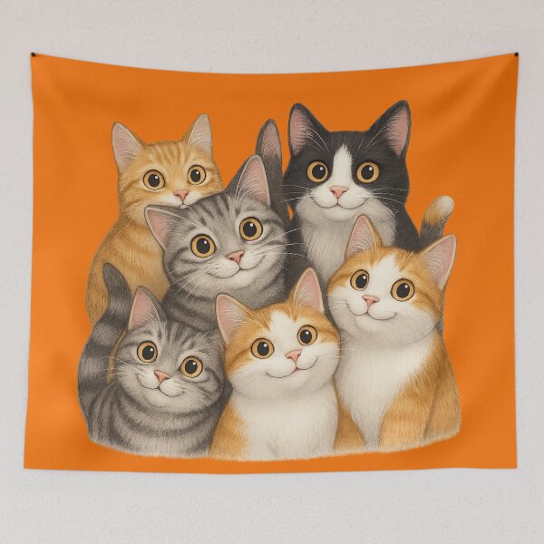 Item preview, Cute Cats Illustration – Smiling Colorful Cats for Posters and Gifts designed and sold by branaghbel.