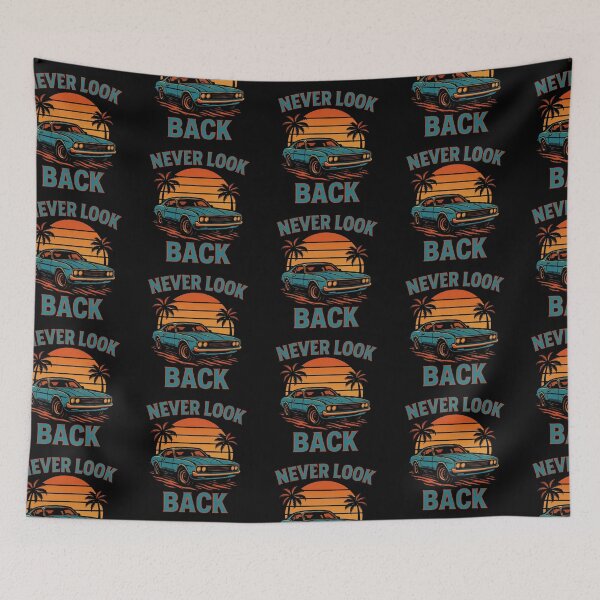 Item preview, Never Look Back – Vintage Car Aesthetic Typography Design designed and sold by GracefulPODshop.