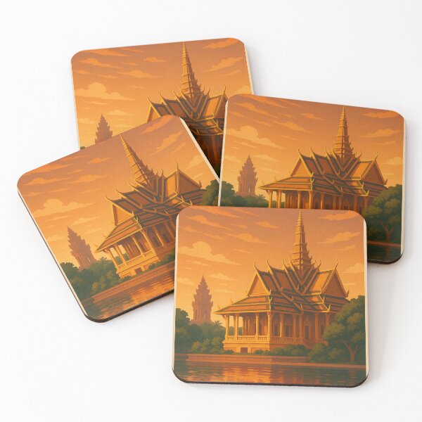 Item preview, Phnom Penh Sunset Temple Reflection Scene designed and sold by Places On Earth.