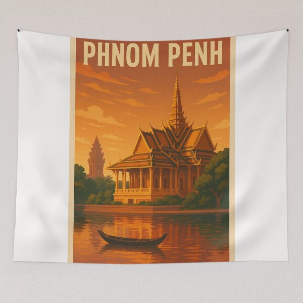 Item preview, Phnom Penh Sunset Temple Reflection Scene designed and sold by Places On Earth.