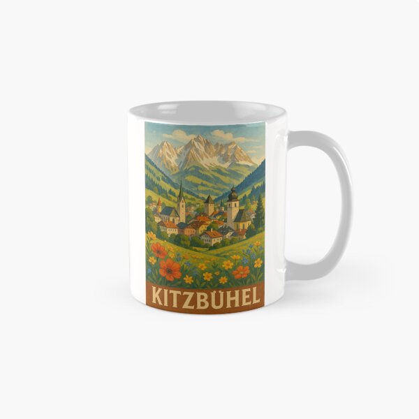 Item preview, Kitzbühel Austria with Alpine Peaks and Spring Flowers designed and sold by Places On Earth.