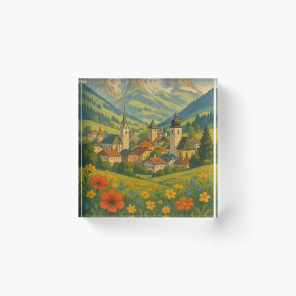 Item preview, Kitzbühel Austria with Alpine Peaks and Spring Flowers designed and sold by Places On Earth.