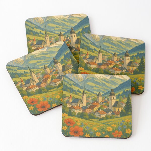 Item preview, Kitzbühel Austria with Alpine Peaks and Spring Flowers designed and sold by Places On Earth.