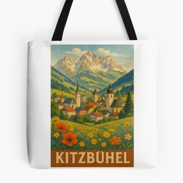 Item preview, Kitzbühel Austria with Alpine Peaks and Spring Flowers designed and sold by Places On Earth.