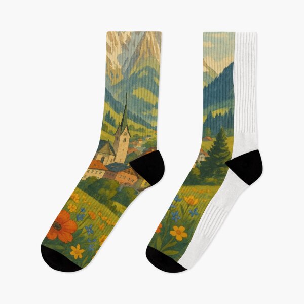 Item preview, Kitzbühel Austria with Alpine Peaks and Spring Flowers designed and sold by Places On Earth.