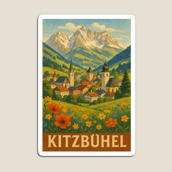 Item preview, Kitzbühel Austria with Alpine Peaks and Spring Flowers designed and sold by Places On Earth.