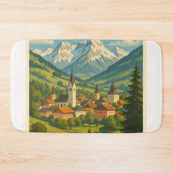 Item preview, Kitzbühel Village and Steeples beneath Austrian Alps designed and sold by Places On Earth.