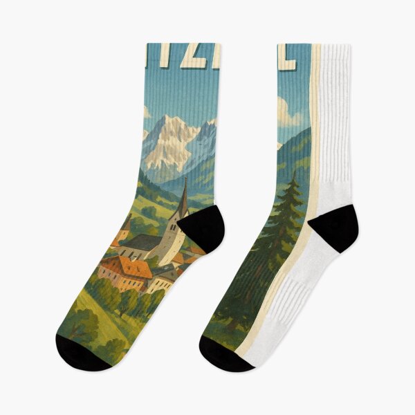 Item preview, Kitzbühel Village and Steeples beneath Austrian Alps designed and sold by Places On Earth.