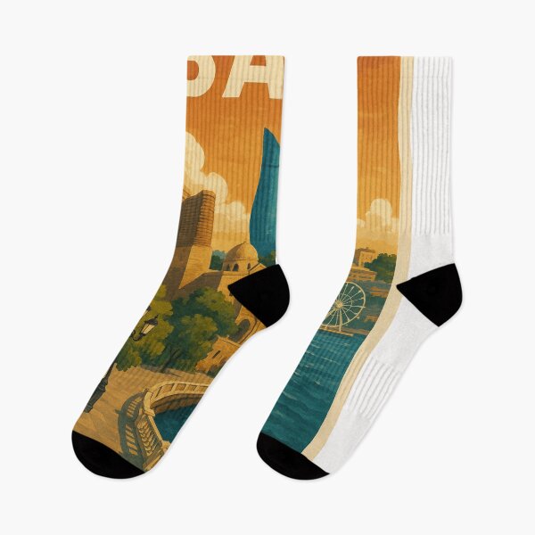 Item preview, Baku Skyline with Flame Towers and Historic Promenade designed and sold by Places On Earth.