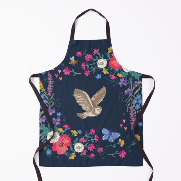Owl and Wildflowers Apron