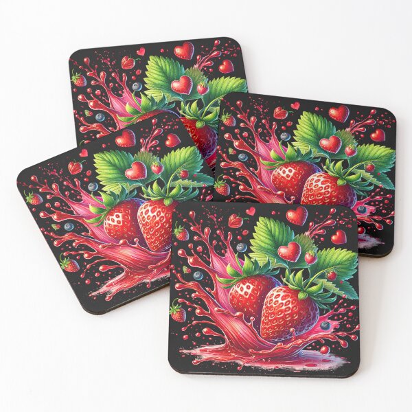 Item preview, a splash of juicy strawberries, fantasy art designed and sold by LoneAngel.