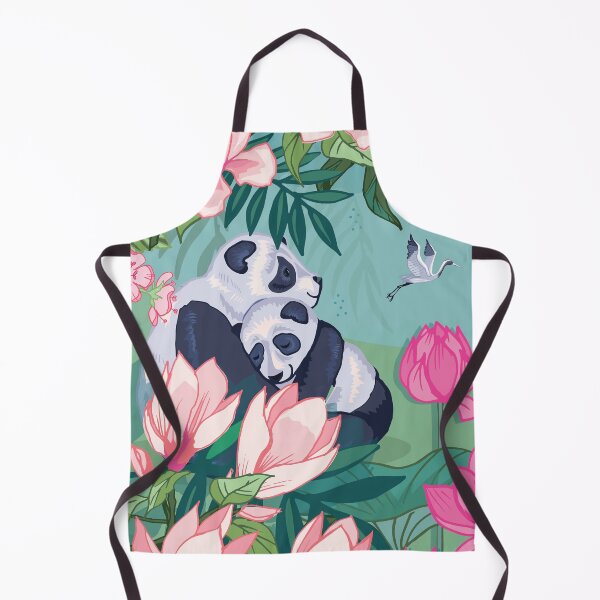 Resting By The Magnolia Blossom and Lotus Flowers Apron