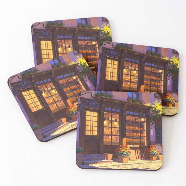 Item preview, A Village Bakery at Dusk designed and sold by Retro Reverie.