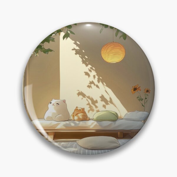 Item preview, Two cats resting comfortably on a chair on the floor designed and sold by ModHaven.