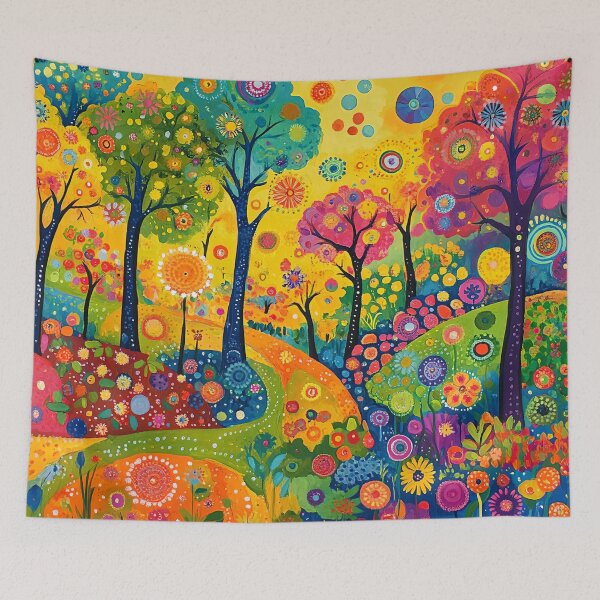 Item preview, Bright Neon Garden Landscape, Colorful Floral designed and sold by Neika Shimm Designs.