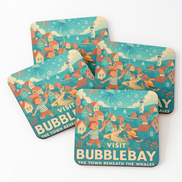 Item preview, Visit Bubblebay – Whimsical Undersea Travel Poster designed and sold by CaffeinatedCreatures.