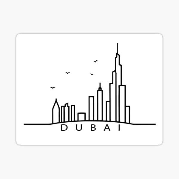 Item preview, One line silhouette of Dubai Cityscape designed and sold by LuckyStep.