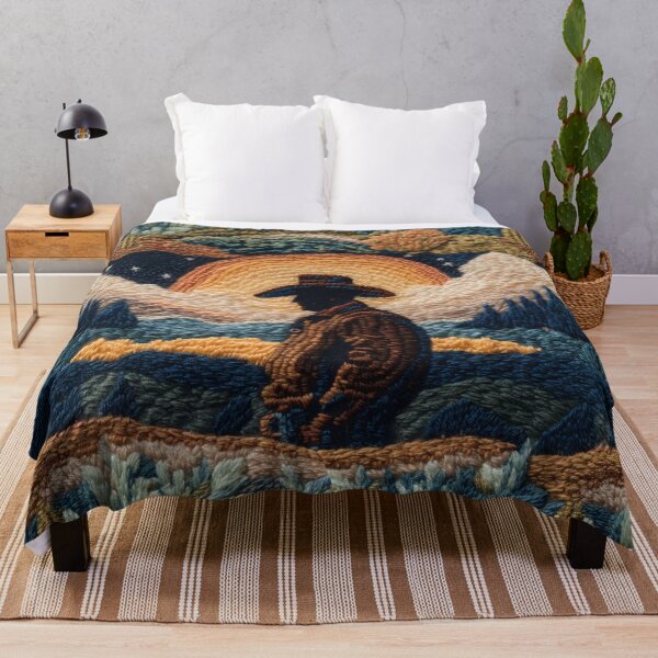 Item preview, Cowboy Sunset Faux Embroidery Fabric designed and sold by Nicholas Panek.