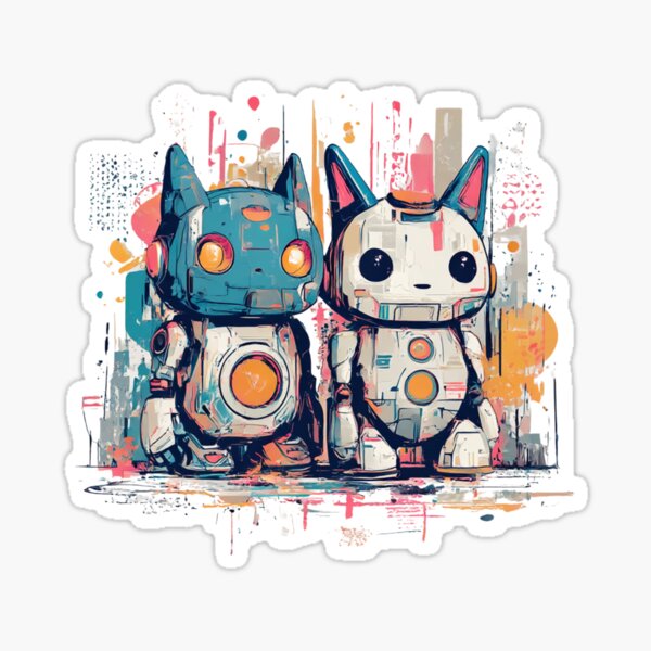 Item preview, Robo-Cuddle: Two Cute Robot Cats designed and sold by Desete.