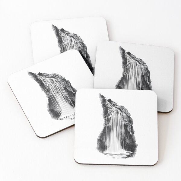 Item preview,  Cascading Beauty: Dynamic Waterfall Line Art designed and sold by ShadowAndSlate.