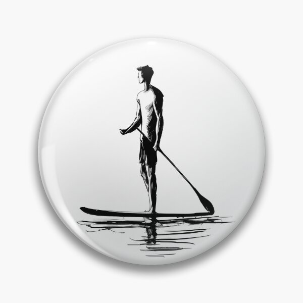 Item preview, Standup Serenity: Minimalist Paddleboarder Sketch designed and sold by ShadowAndSlate.