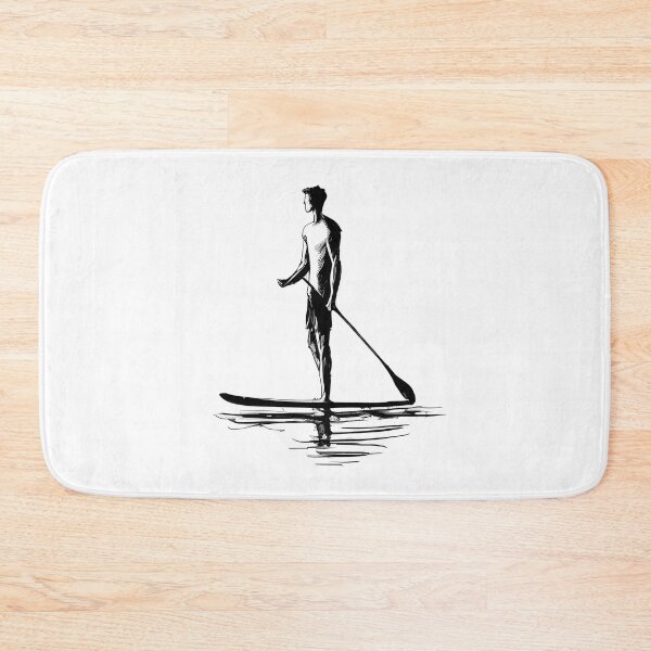 Item preview, Standup Serenity: Minimalist Paddleboarder Sketch designed and sold by ShadowAndSlate.