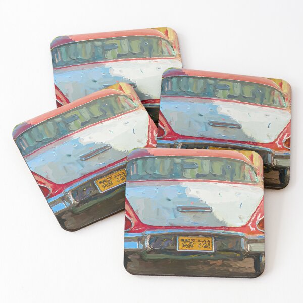 Item preview, Red vintage Chevrolet in Cuba oil painting designed and sold by Photopat.