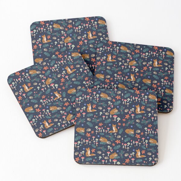 Item preview, Hibernation woodland animals and toadstools on blue designed and sold by Angie Spurgeon.