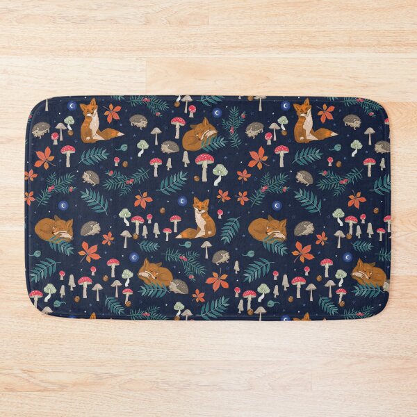 Item preview, Hibernation woodland animals and toadstools on blue designed and sold by Angie Spurgeon.
