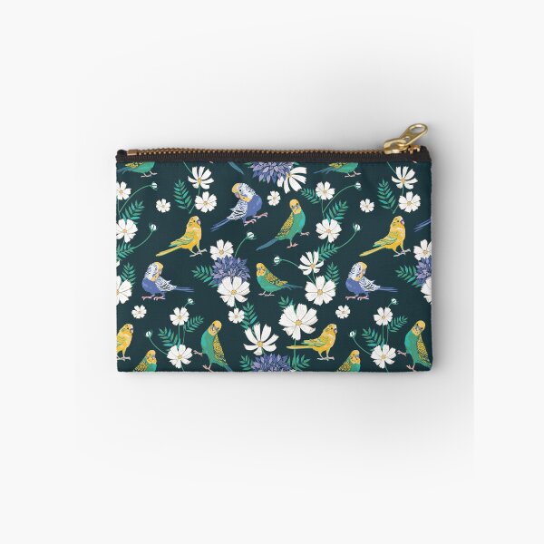 Item preview, Budgies and Cosmos on dark green designed and sold by Angie Spurgeon.