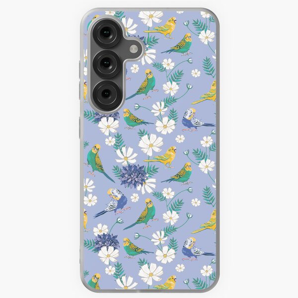 Budgies on sky blue Samsung Galaxy Soft Case