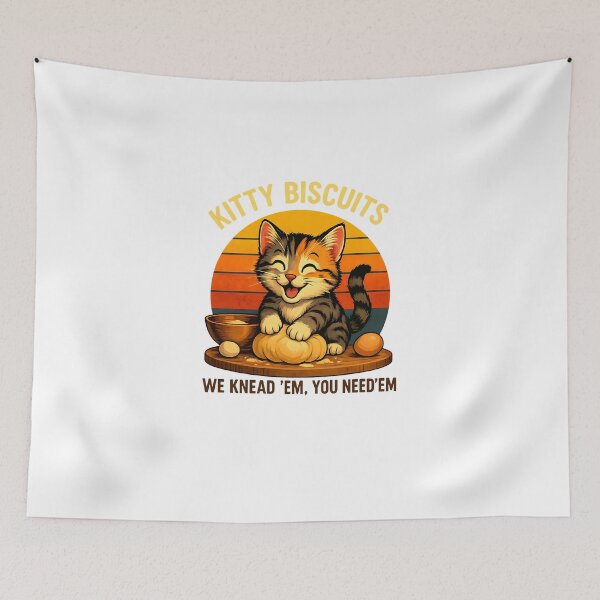 Item preview, Funny Cat Kneading Dough Retro Kitty Biscuits Design designed and sold by MOHITSALVI.