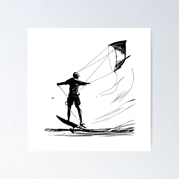 Item preview, Dynamic Glide: Kitesurfer Silhouette designed and sold by ShadowAndSlate.