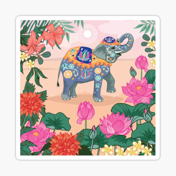 Trunk Up For Luck Indian Elephant Sticker