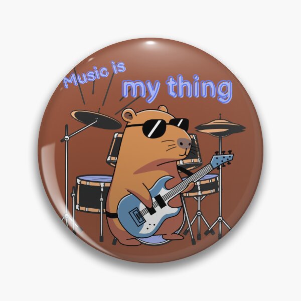 Item preview, Rocking Capybara with Electric Guitar – “Music is My Thing” designed and sold by MadeByKriss.