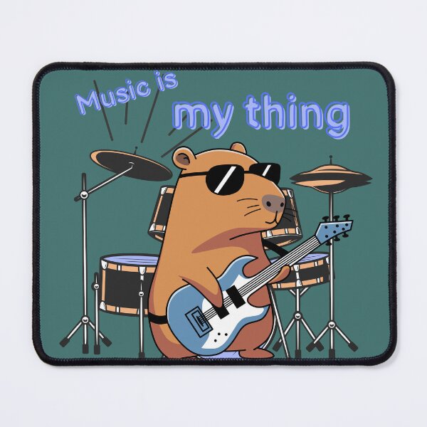 Item preview, Rocking Capybara with Electric Guitar – “Music is My Thing” designed and sold by MadeByKriss.