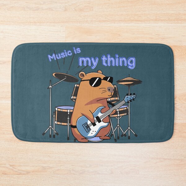 Item preview, Rocking Capybara with Electric Guitar – “Music is My Thing” designed and sold by MadeByKriss.