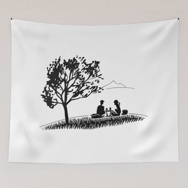 Item preview, Lakeside Rendezvous: Minimalist Picnic Sketch designed and sold by ShadowAndSlate.