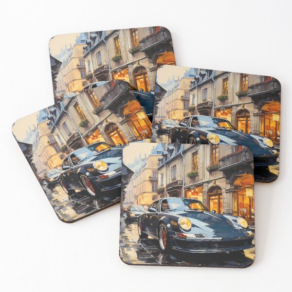 Item preview, Iconic Retro Car Surrounded By Beautiful Old Town Architecture designed and sold by RevUpDesign.