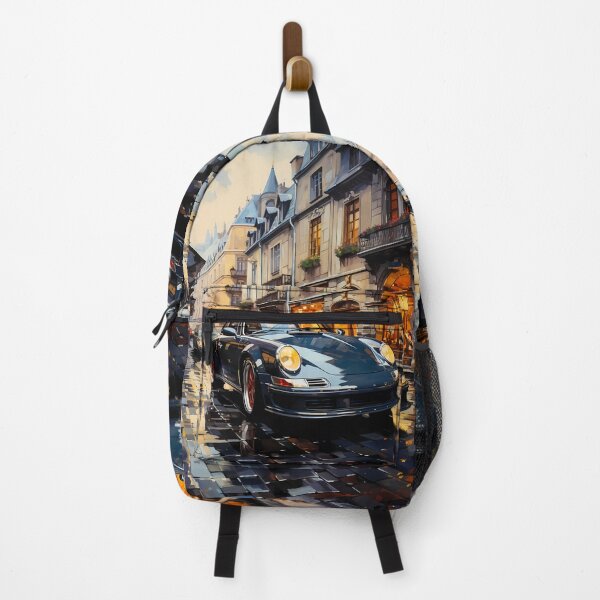 Item preview, Iconic Retro Car Surrounded By Beautiful Old Town Architecture designed and sold by RevUpDesign.